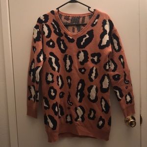 Indian pink leopard sweater